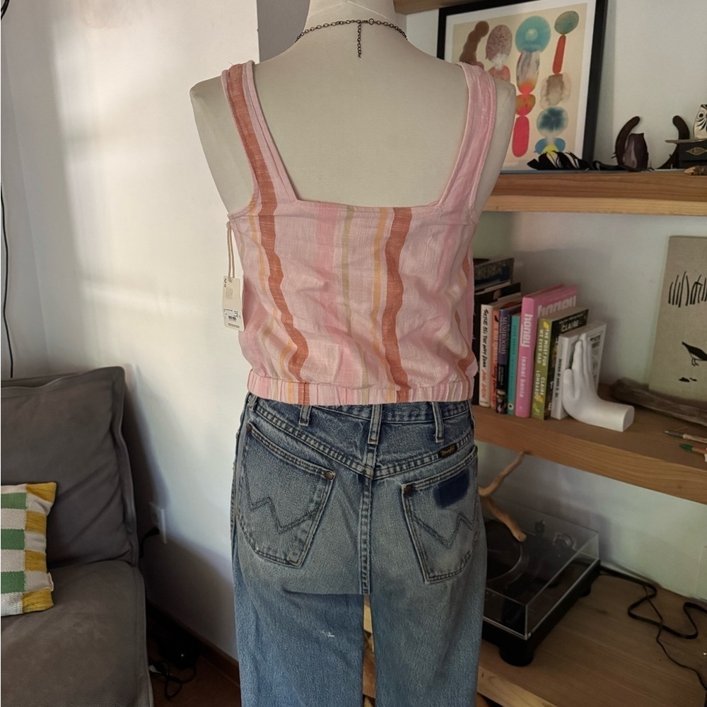 a.n.a NWT Pink and Brown Striped crop tank Top - Picture 7 of 7